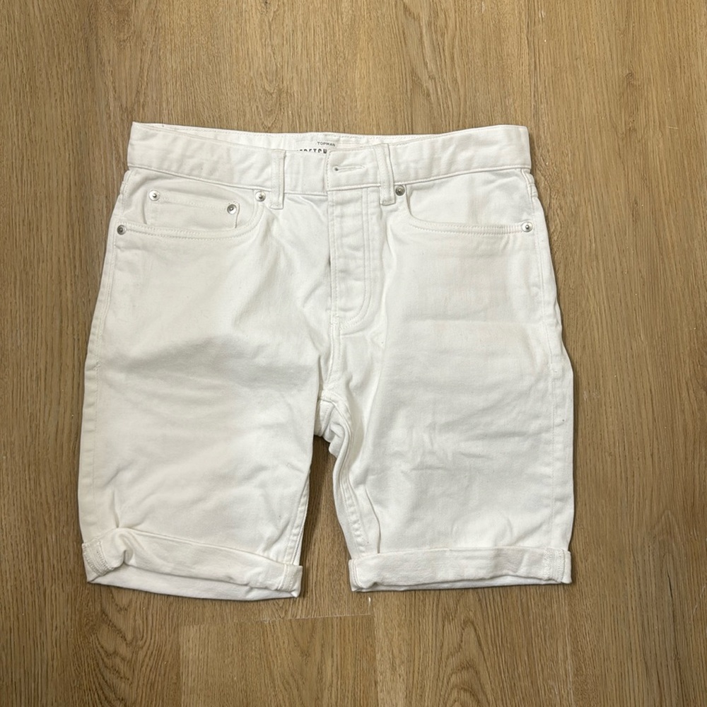 Topman stretch skinny white shorts